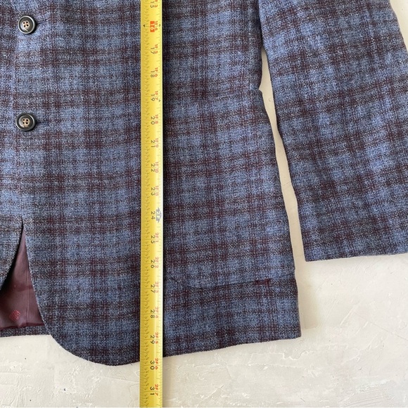 Johnston Murphy Sport Plaid Coat Blue Purple Maroon Size M - Picture 6 of 9